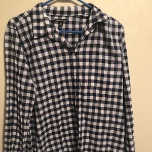J Crew Factory button down blue gingham shirt